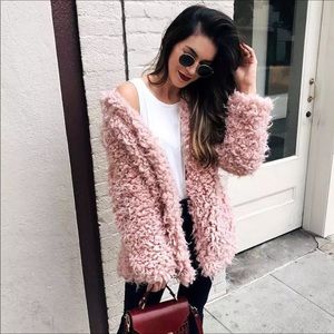 Pink fuzzy coat